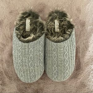 PJ Salvage Faux Fur Cable Knit Slippers